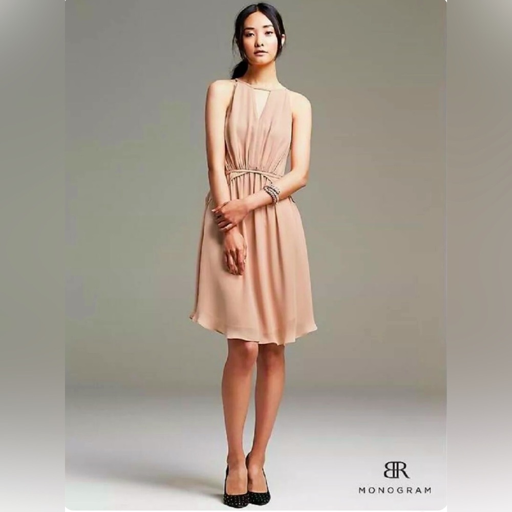 Banana Republic chiffon halter party dress